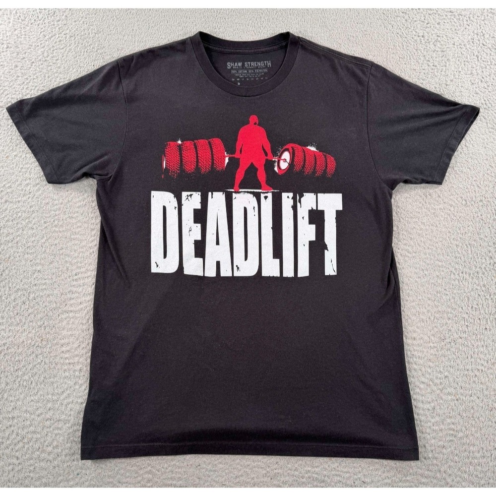 Shaw Strength Shirt Men's Medium Black Short Sleeve Deadlift Graphic Logo Tee‎